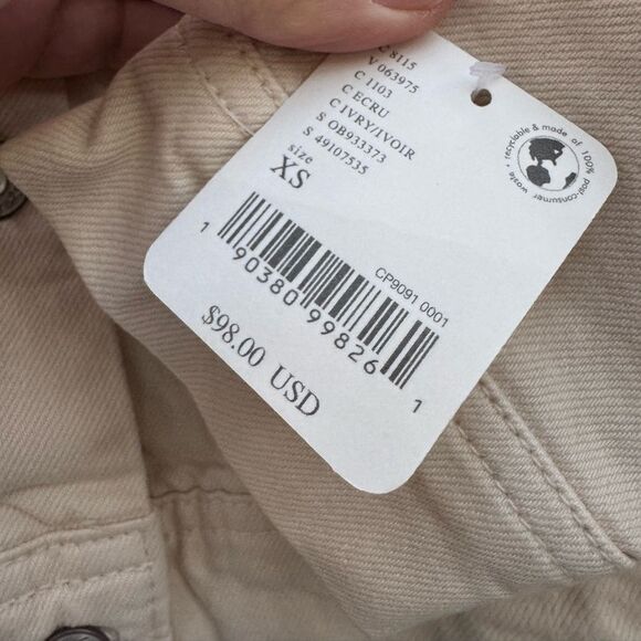 NWT Free People We The Free Women's Rumors Denim Jacket Ivory Size XS - Picture 6 of 8
